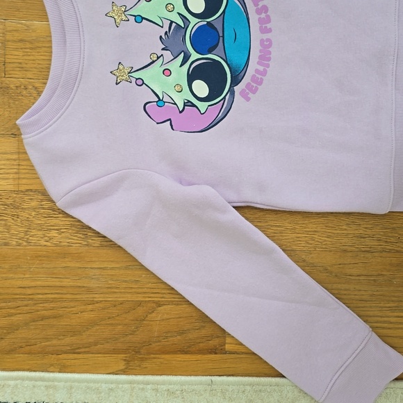 JUMPING BEANS DISNEY GIRLS PURPLE "STITCH" FLEECE HOLIDAY SWEATSHIRT SIZE 5 - Picture 6 of 9